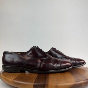 Mens Allen Edmonds Fifth Avenue Burgundy Leather Dress Cap Toe Oxfords Size 12 D